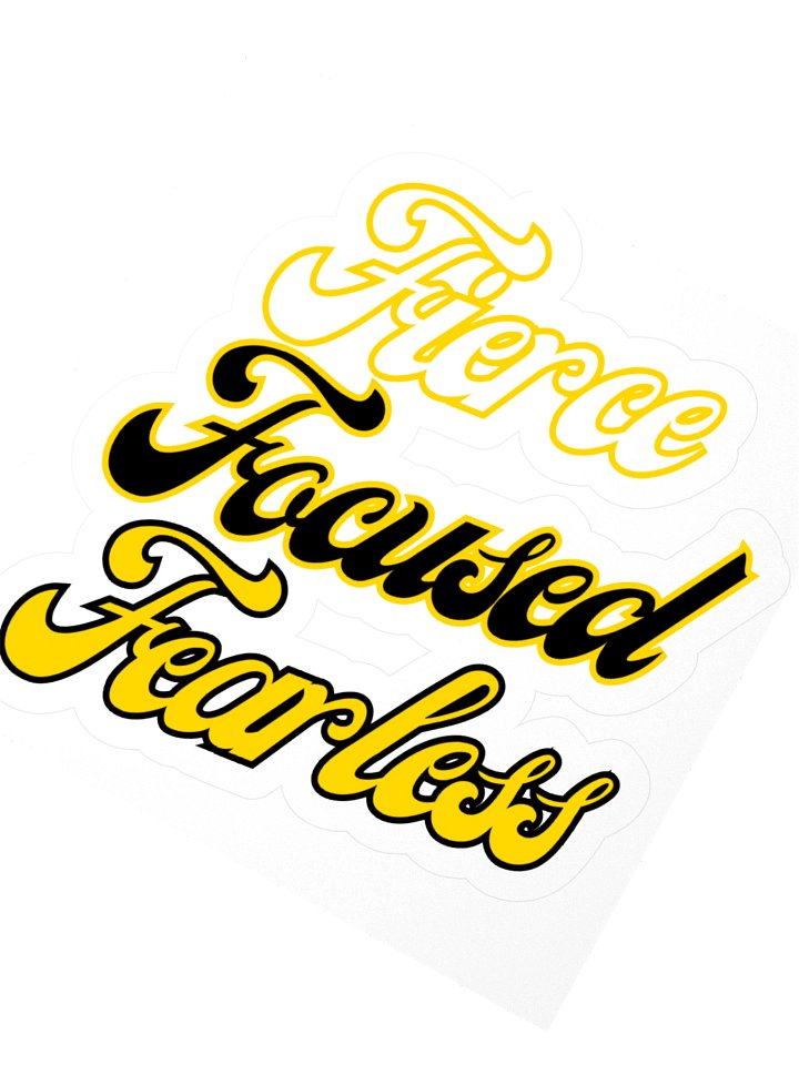 Retro Fierce. Focused. Fearless. Kiss Cut Sticker | Team Verga Empowerment Collection product image (2)