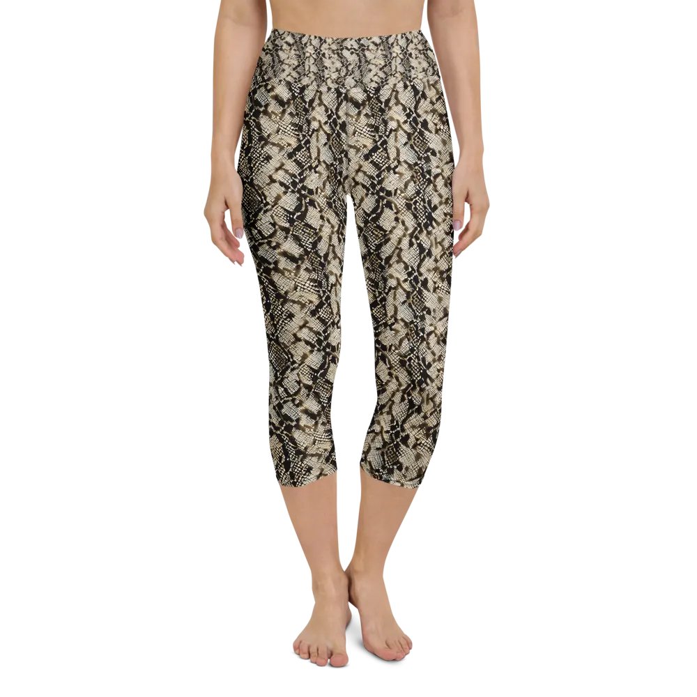 Beige Snake Pattern Capri Leggings product image (4)