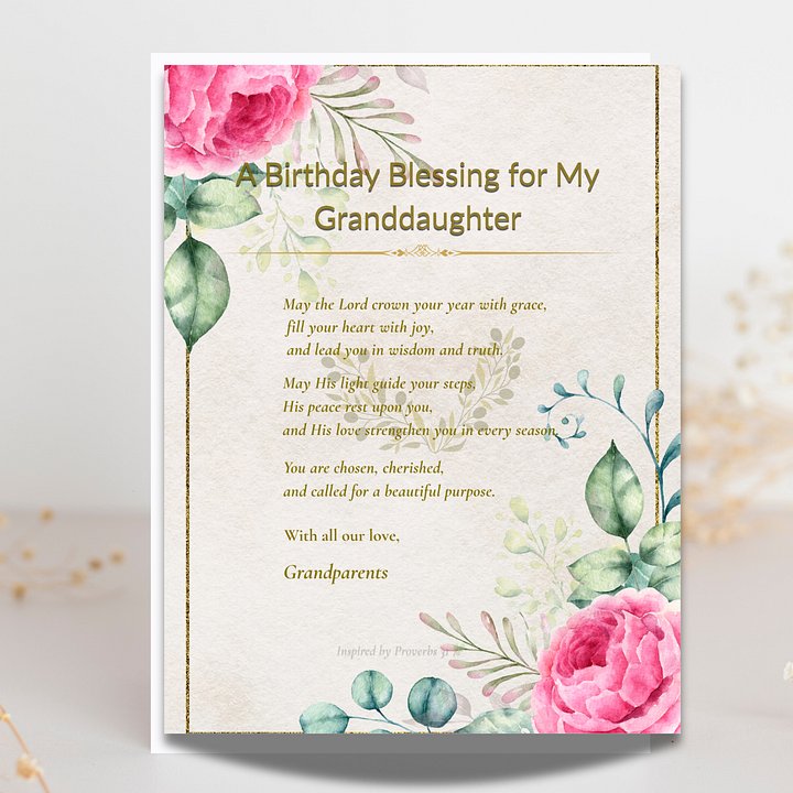 Christian Birthday Blessing for Granddaughter • Printable Christian Gift from Grandparents • product image (2)