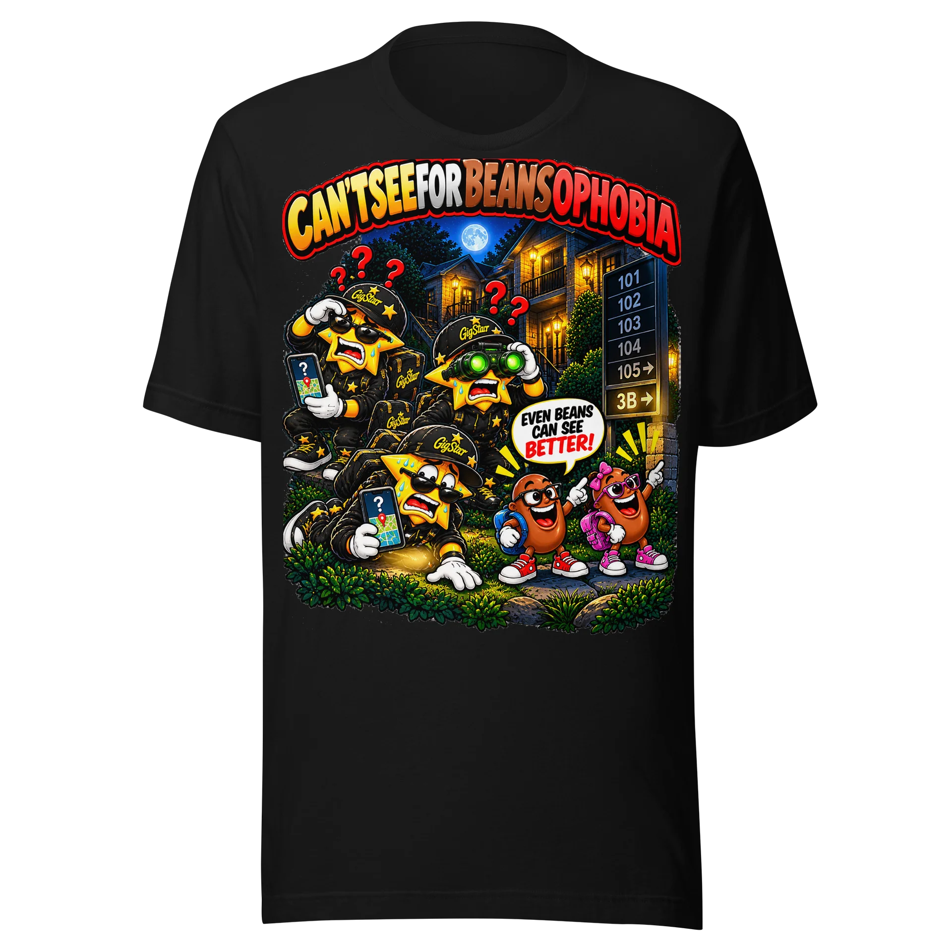 Can’tSeeForBeansophobia – GigStarr Night Delivery Tee product image (1)