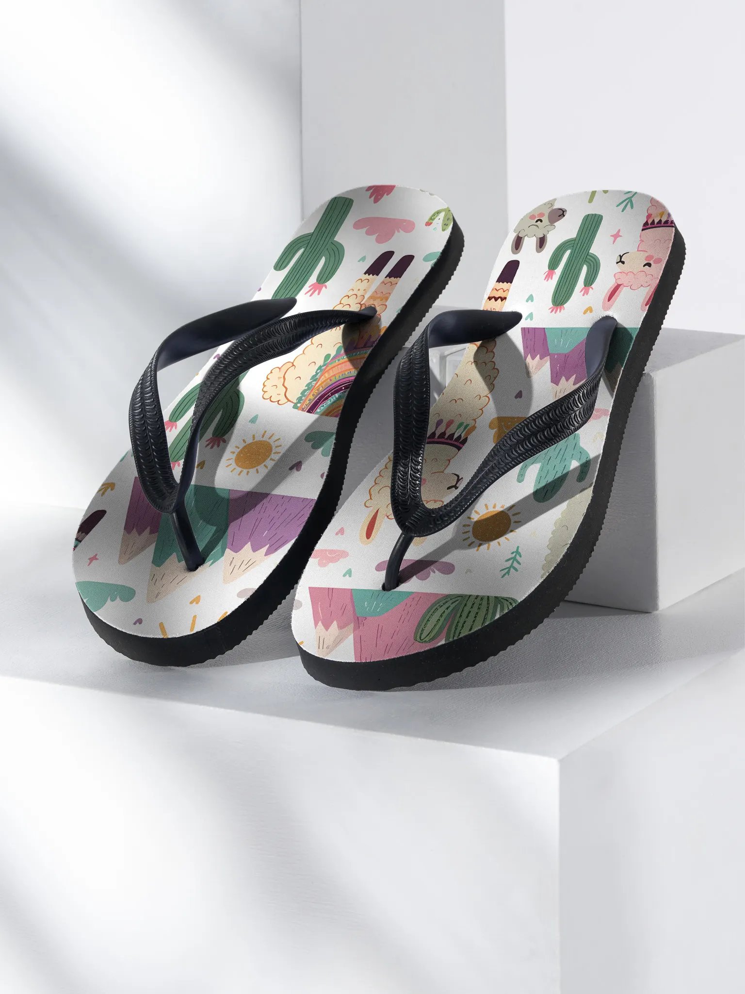 Cute llama flipflop product image (1)