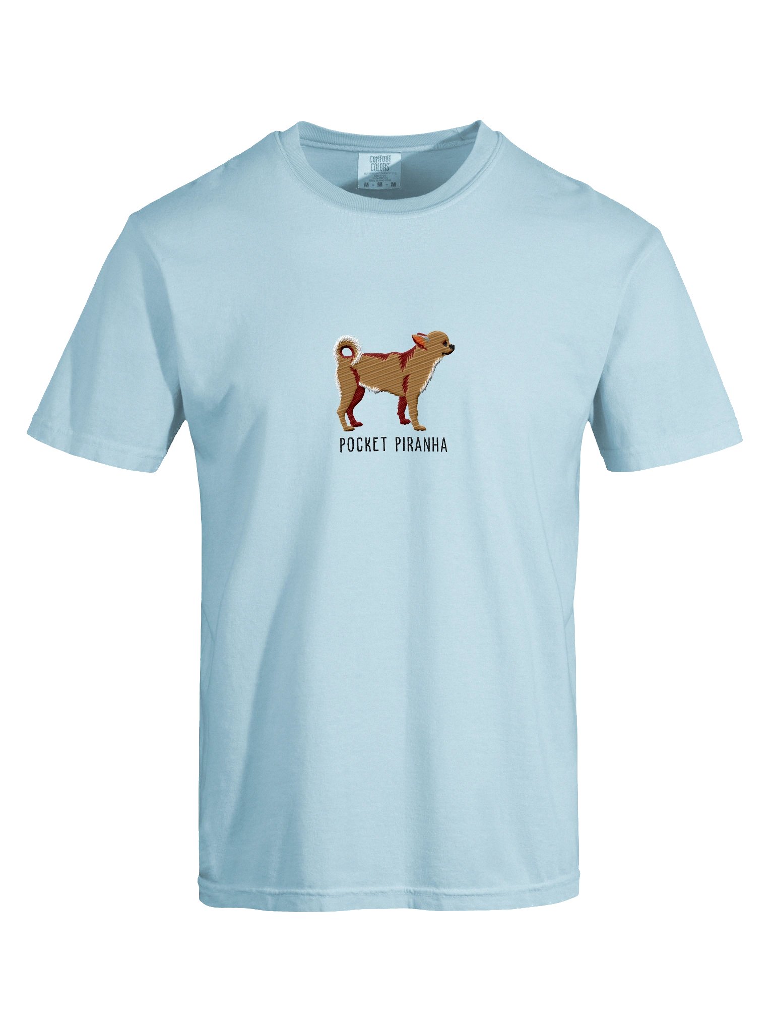 Pocket Piranha T-Shirt(Embroidered) of a Chihuahua(Tan) product image (10)