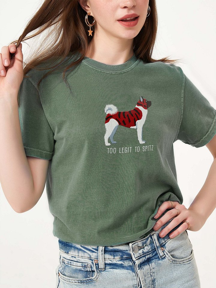 Too Legit to Spitz T-Shirt(Embroidered) of an American Akita(Brindle & White) product image (2)