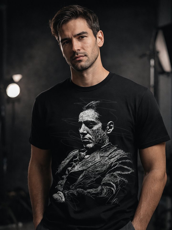 Michael Corleone Godfather T-Shirt | Minimalist Scribble Portrait Design | Al Pacino Mafia Movie Graphic Tee product image (1)
