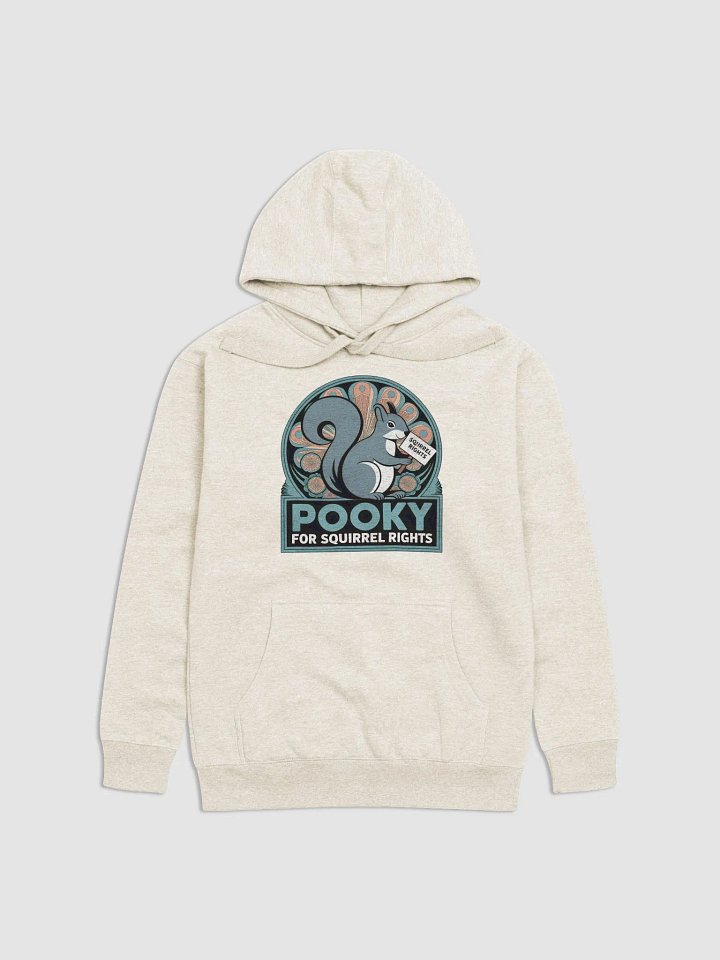 Super Soft Hoodie: Pooky for Squirrel Rights! Deco, teal font. product image (1)