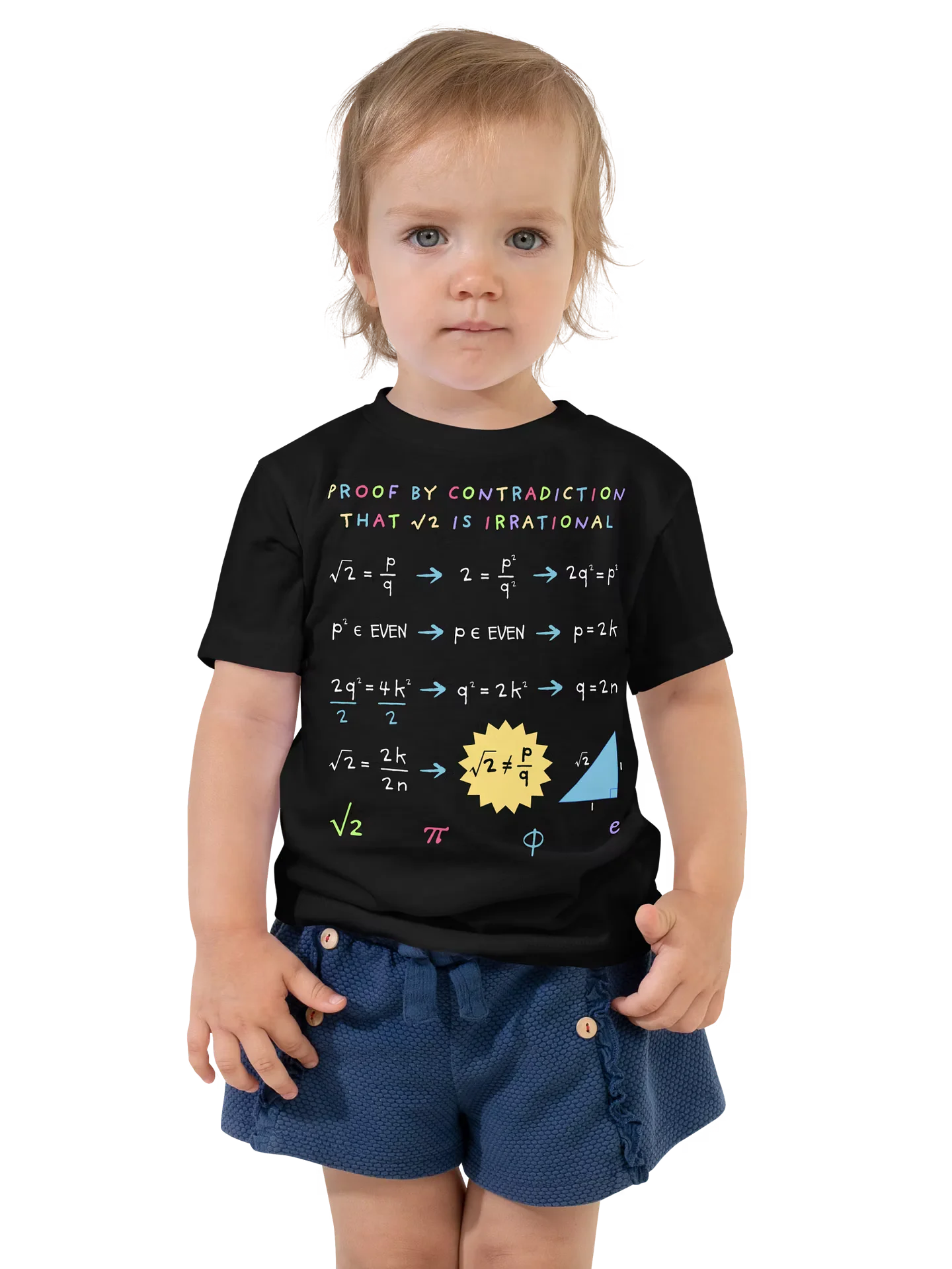 Proof by Contradiction: Square Root of 2 is Irrational - Math Toddler T-Shirt in Black product image (1)