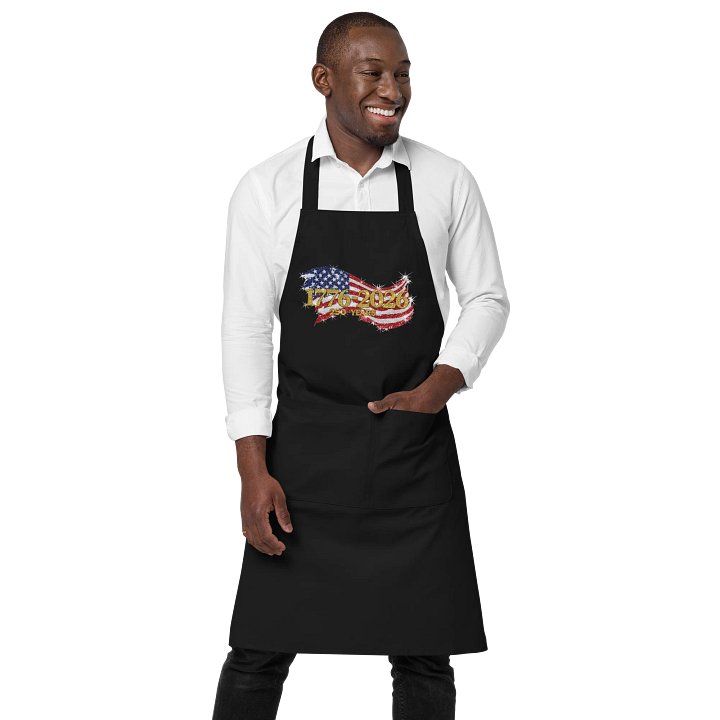 1776-2026 Faux Glitter American Flag - 250 Years Anniversary, Sparkle Patriotic, Fourth of July Celebration Apron product image (1)