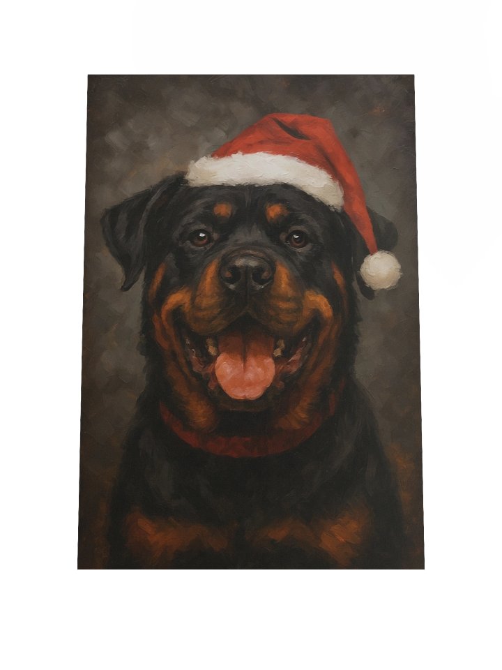 Cheerful Rottweiler with Santa Hat Poster product image (2)