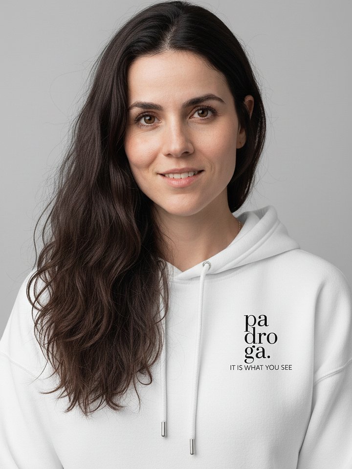 padroga. white hoodie vertical logo product image (1)