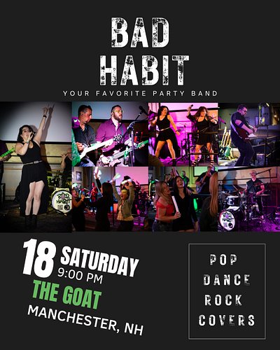Bad Habit Party Band is making the trip from Connecticut to rock @TheGoatManch ⁠
⁠
Amanda and Margarita are bringing the Hype...