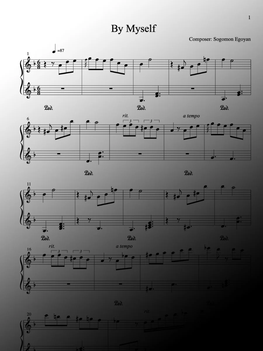 By Myself by Sogomon Egoyan - Piano Sheet Music product image (1)