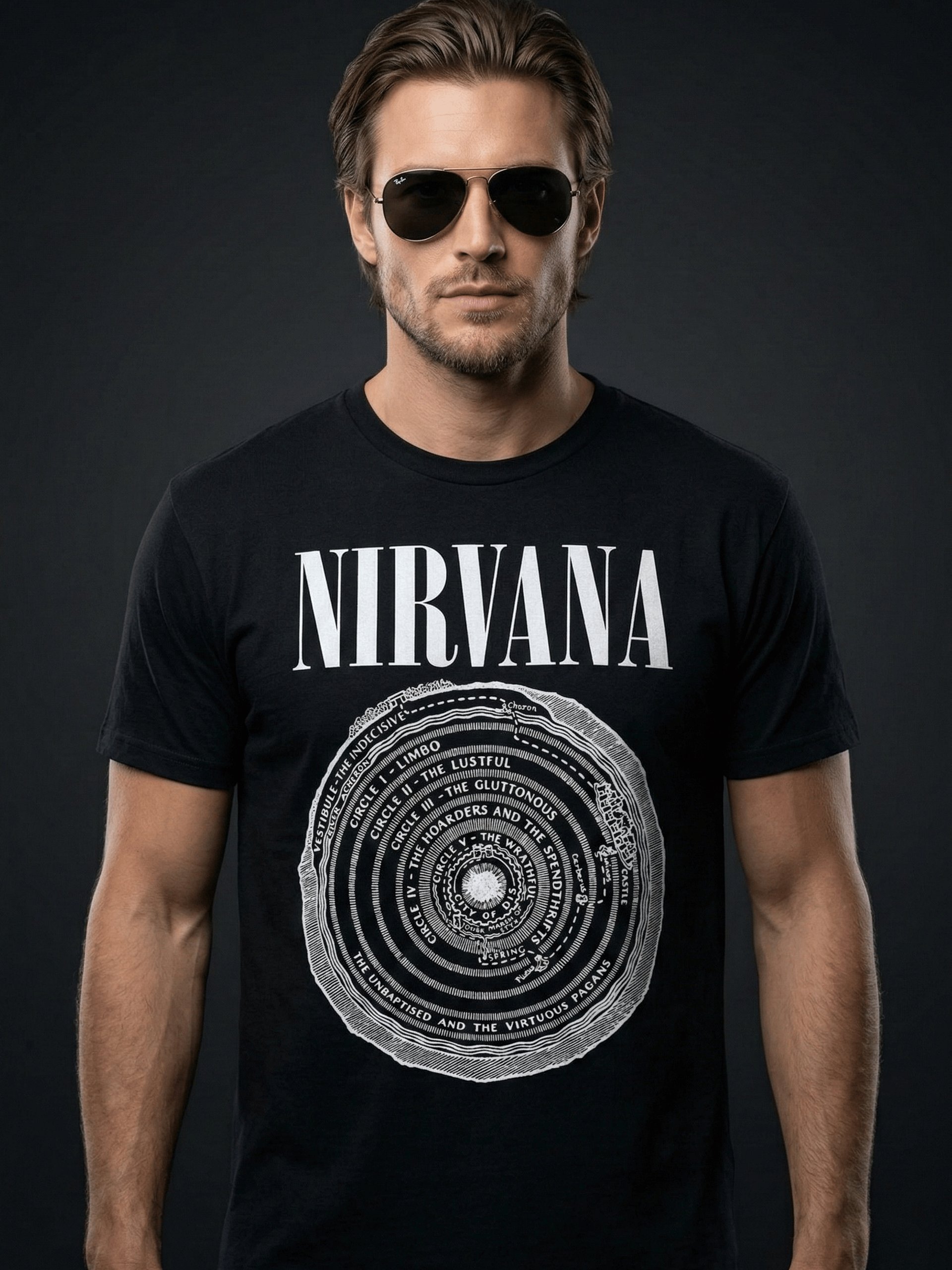 Nirvana Dante's Inferno T-Shirt | Circles of Hell Graphic Tee | Vintage Bleach Era Grunge Collector Shirt product image (1)