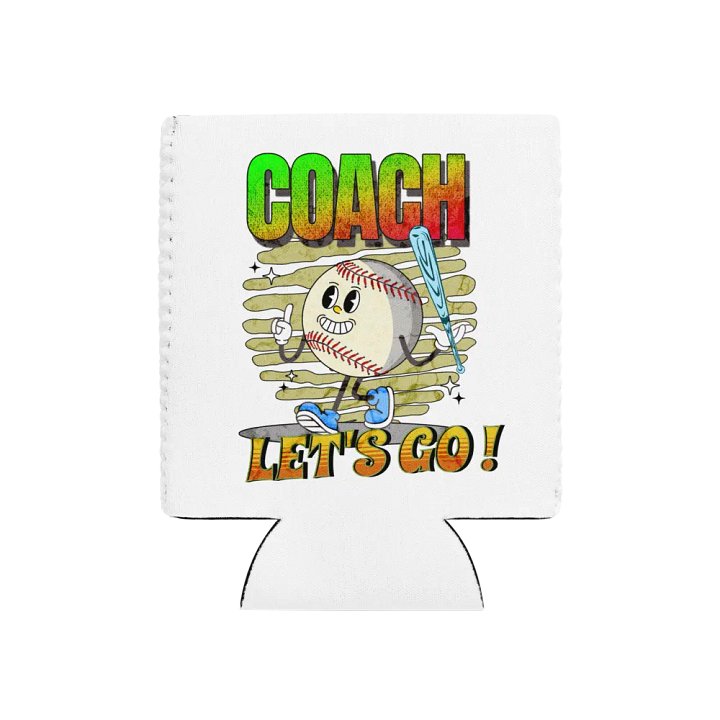 Retro Mascot Coach Lets Go Baseball Can Cooler product image (1)