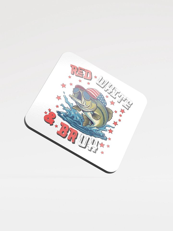 Red White And Bruh Fishing Patriotic Cork Coaster product image (2)