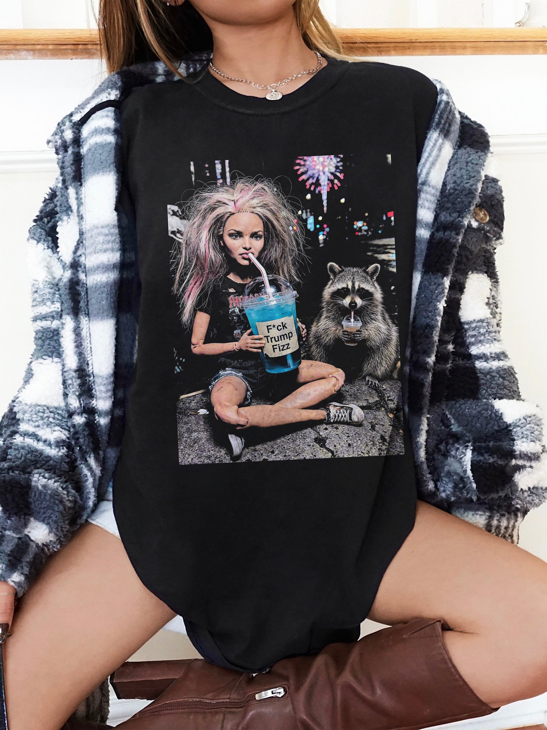 Funny Viral Meme Raccoon And Fashion Doll, July 4th T Shirt product image (22)