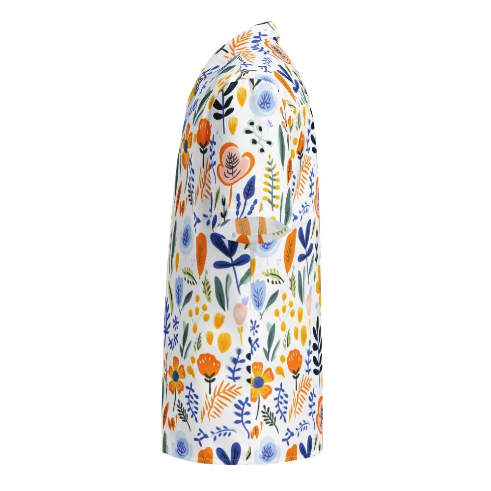 Retro Flowers Blue Hawaiian Shirt product image (9)