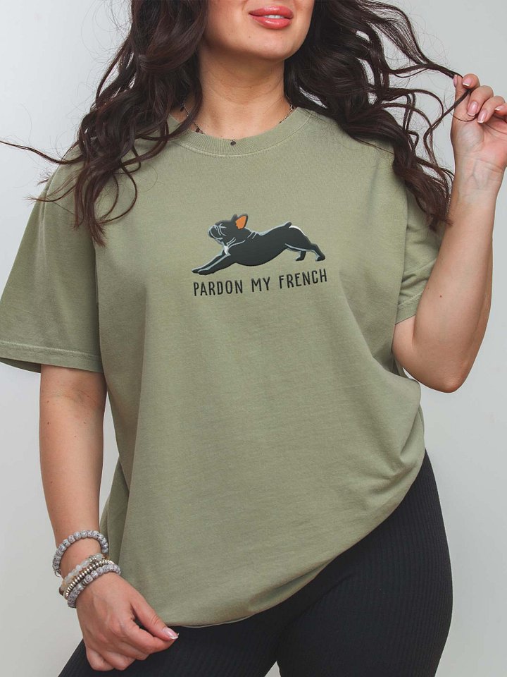 Pardon My French T-Shirt(Embroidered) of a French Bulldog(Black) product image (1)
