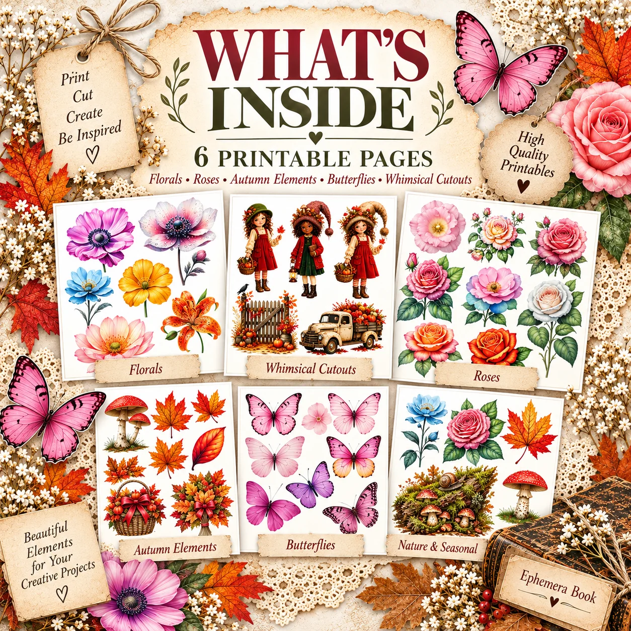 FREE Vintage Ephemera Printable Pack – 6 Pages for Junk Journals & Collage product image (2)
