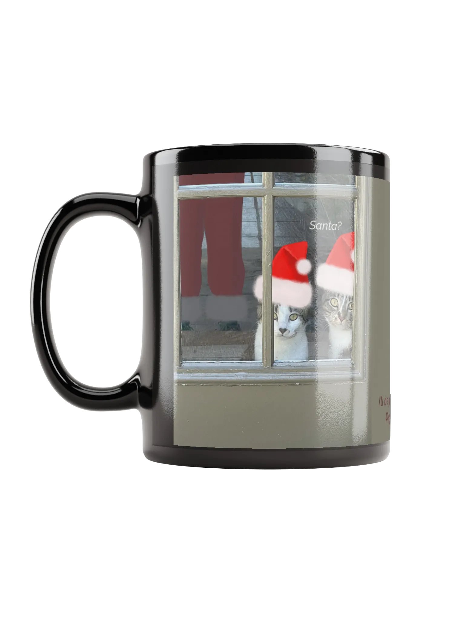 Kitty Christmas "I'll Be Good Next Year" Black Ceramic Mug product image (6)