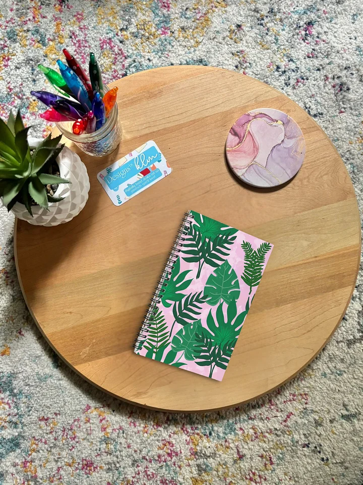 Jungle Leaves Pattern-Pink Background Spiral Journal product image (1)