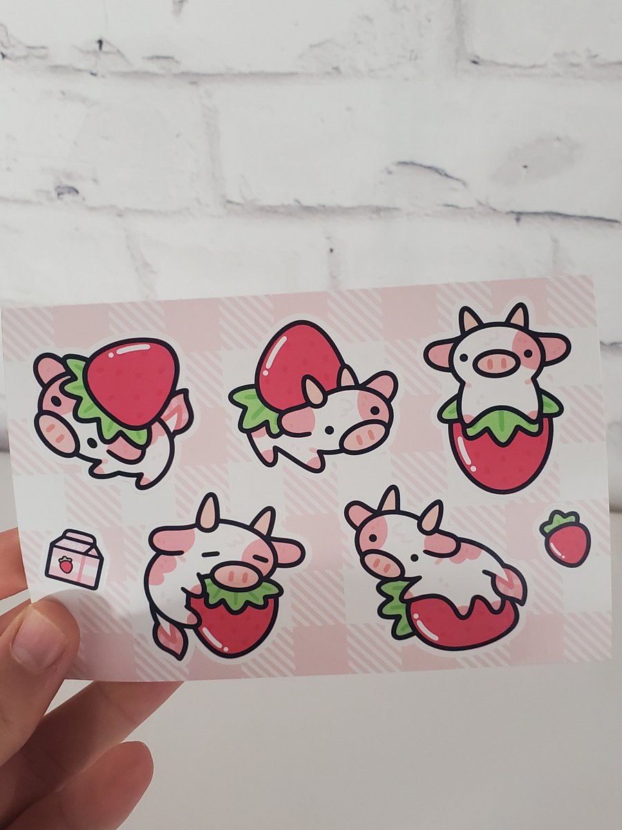 Strawberry Cow Sticker Sheet product image (2)