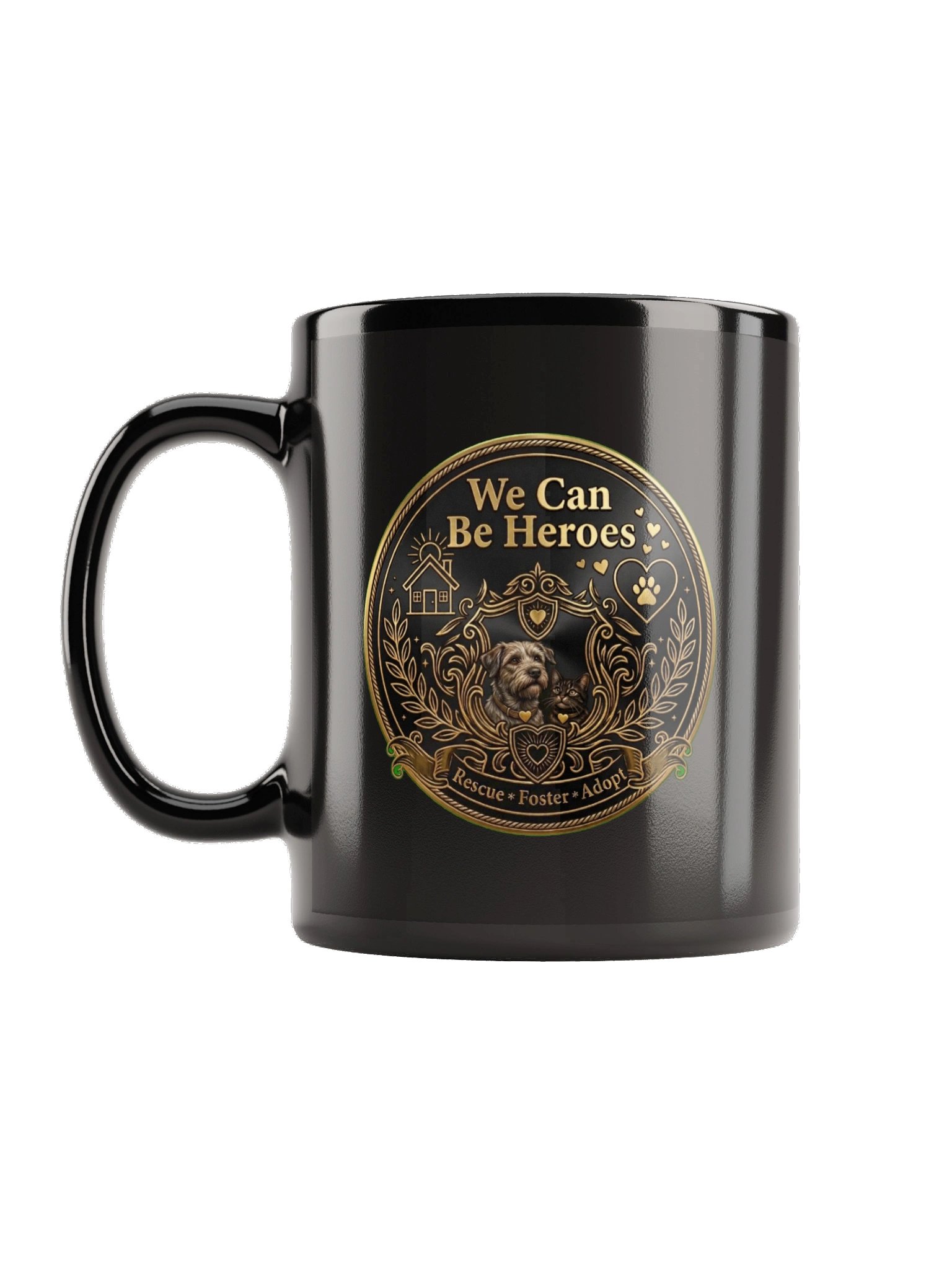 We Can Be Heroes Rescue Black Glossy Mug product image (1)