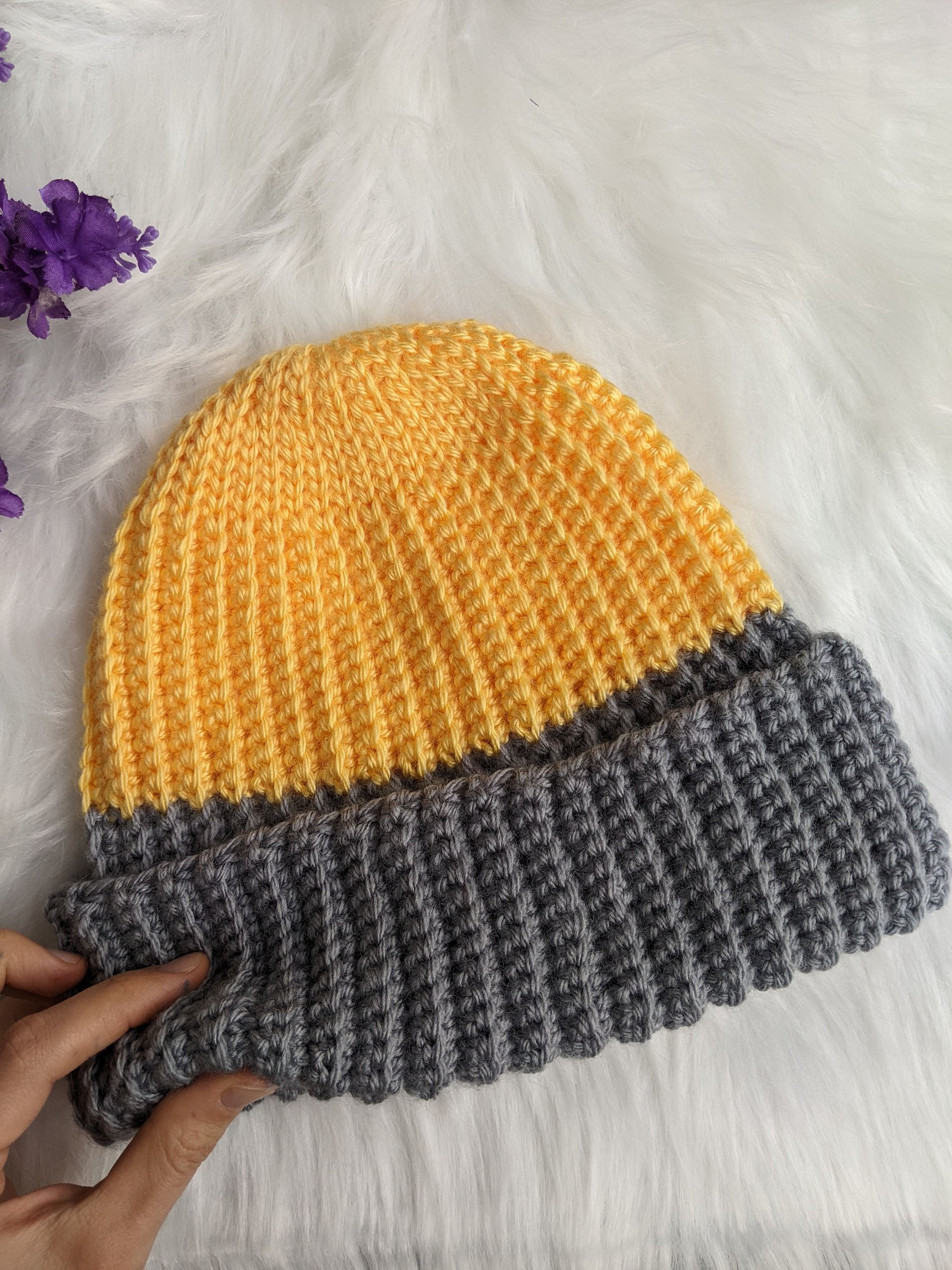 Two-Color Crochet Men’s Hat Pattern with Double Brim product image (5)