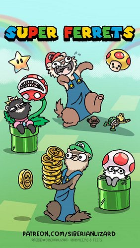 Ferrets took over the Mario World! 🍄🐾 Who is your favourite Mario character??? ALSO last chance to grab this sticker club pac...