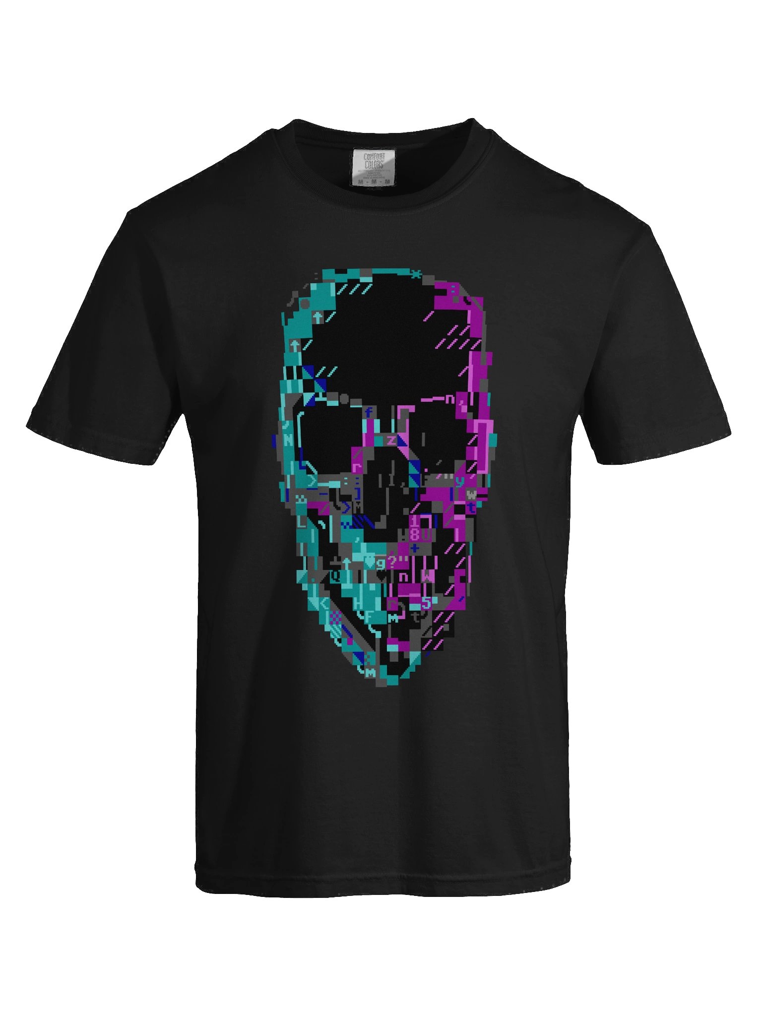 Cyberpunk ASCII Glitch Skull T-Shirt product image (44)