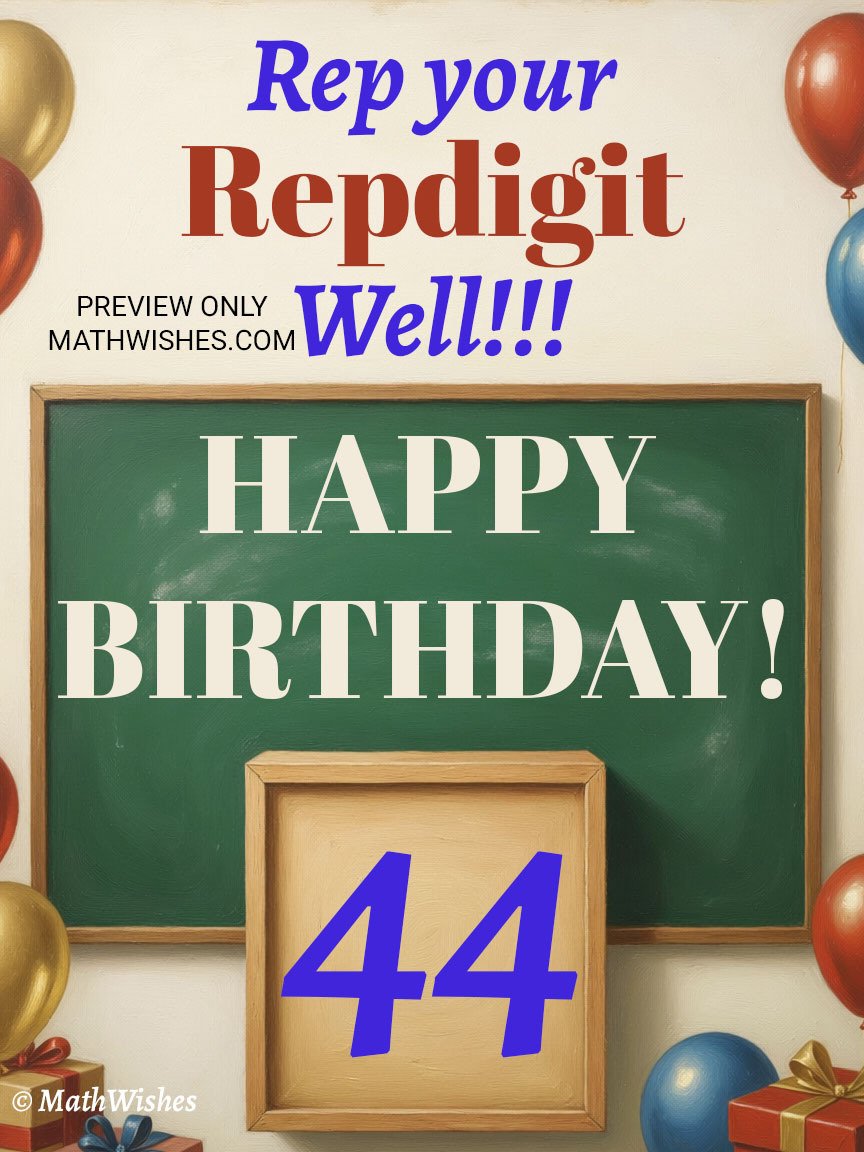 44th Birthday Card - Repdigit product image (1)