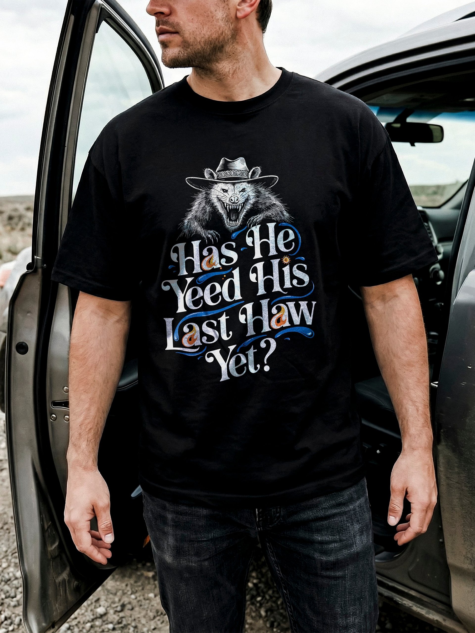 Funny Feral Opossum, Anti Trump Western Is He Dead Yet? T Shirt product image (1)