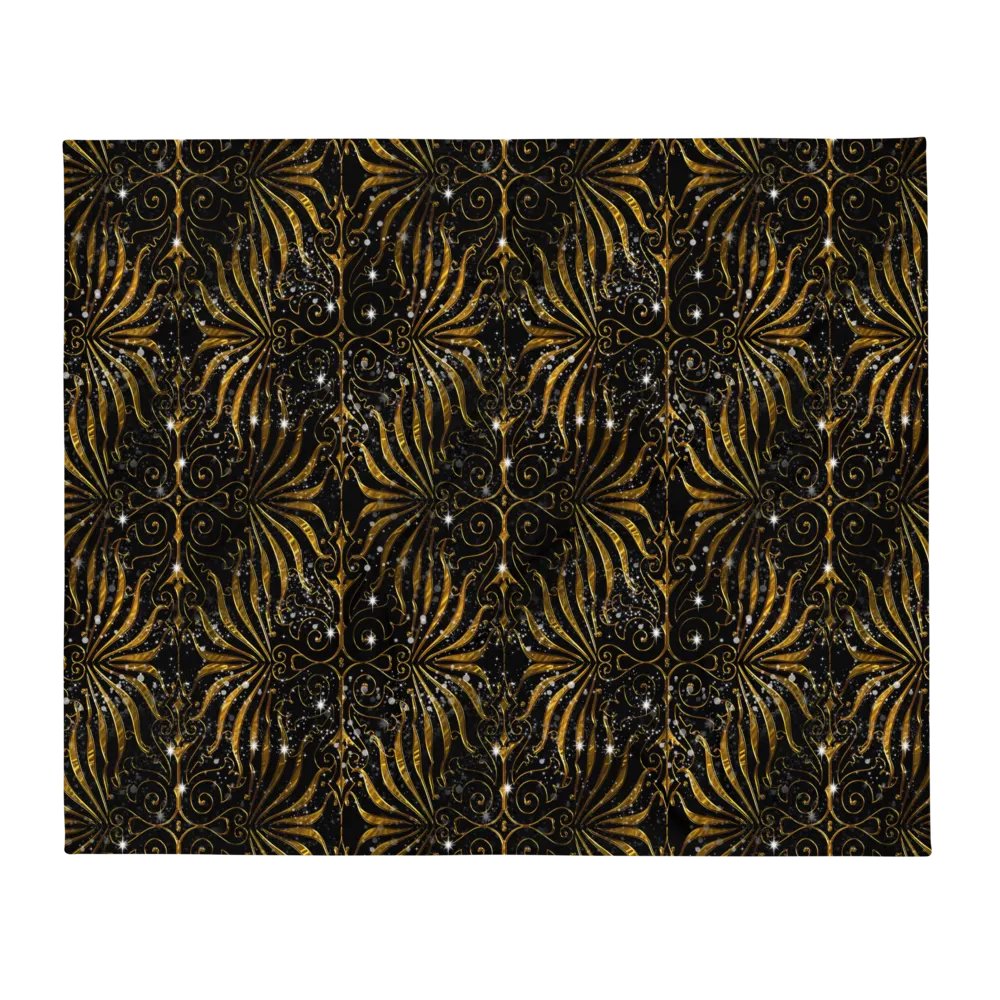 Black and Gold Victorian Sparkle Throw Blanket product image (13)