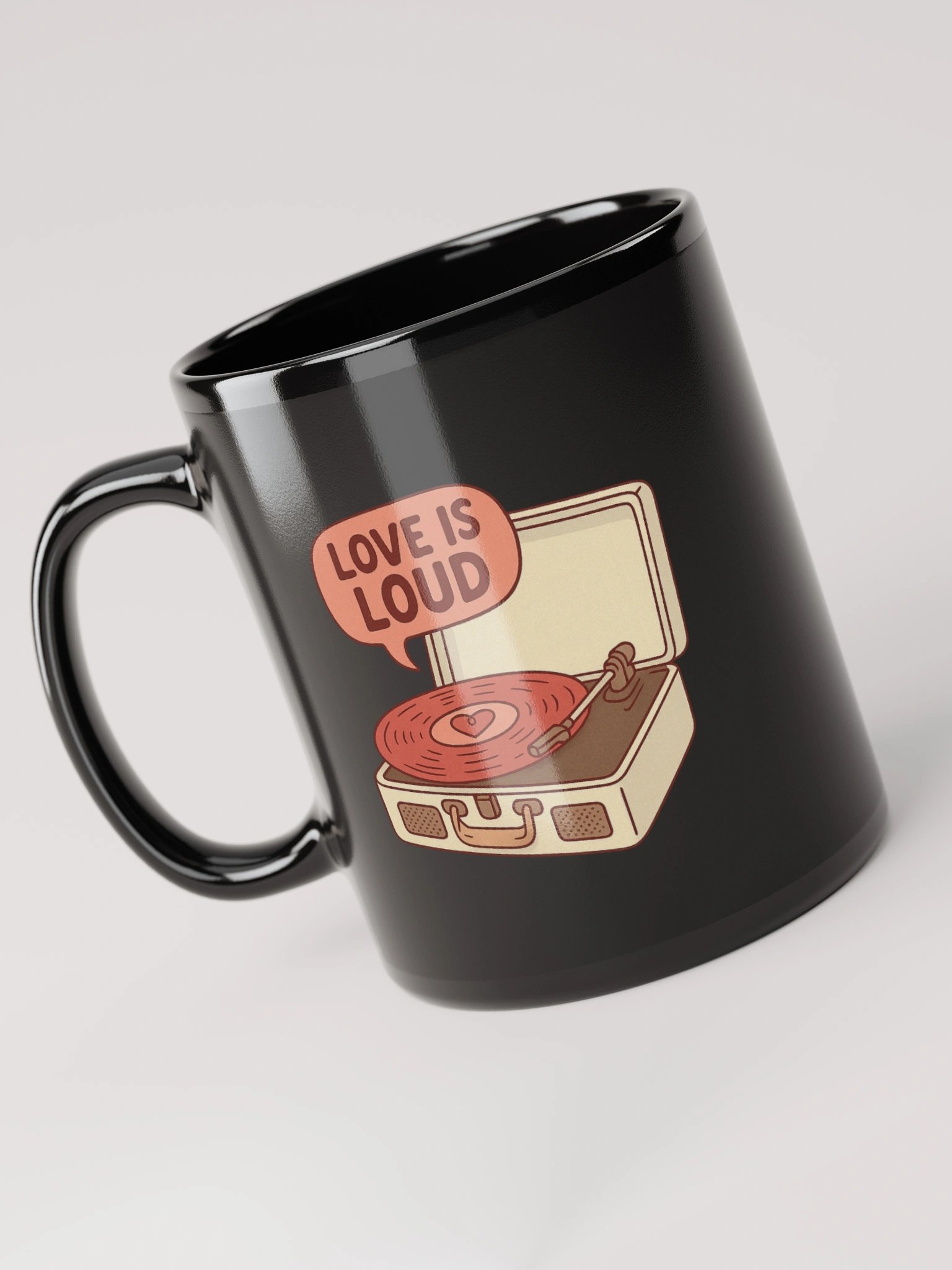 Love Is Loud Black Glossy Mug product image (6)