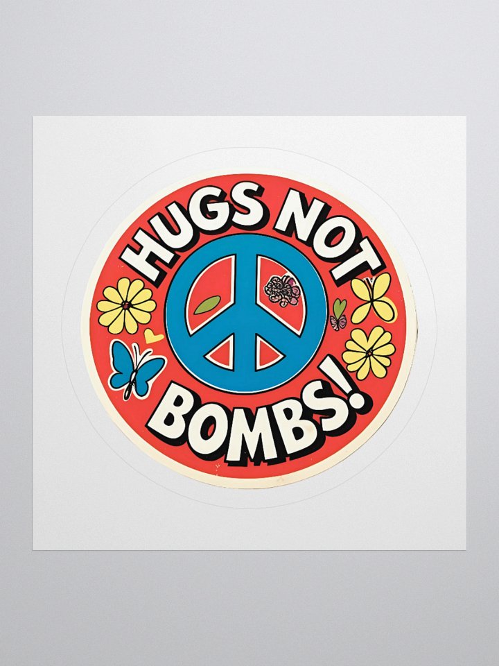 HUGS NOT BOMBS! Retro Kiss Cut Stickers product image (3)