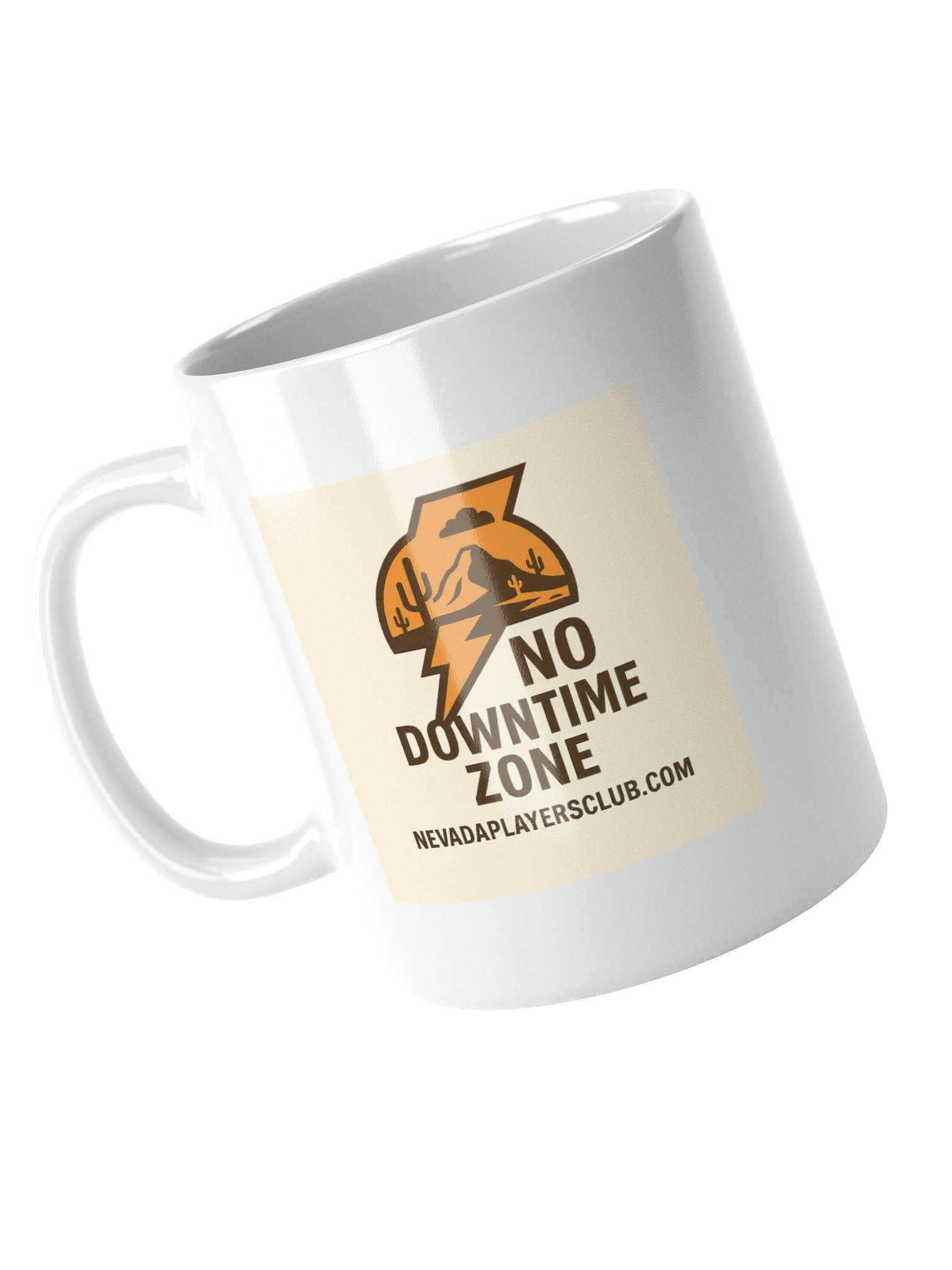 White "No Downtime Zone Mug" for Nevada Players product image (4)
