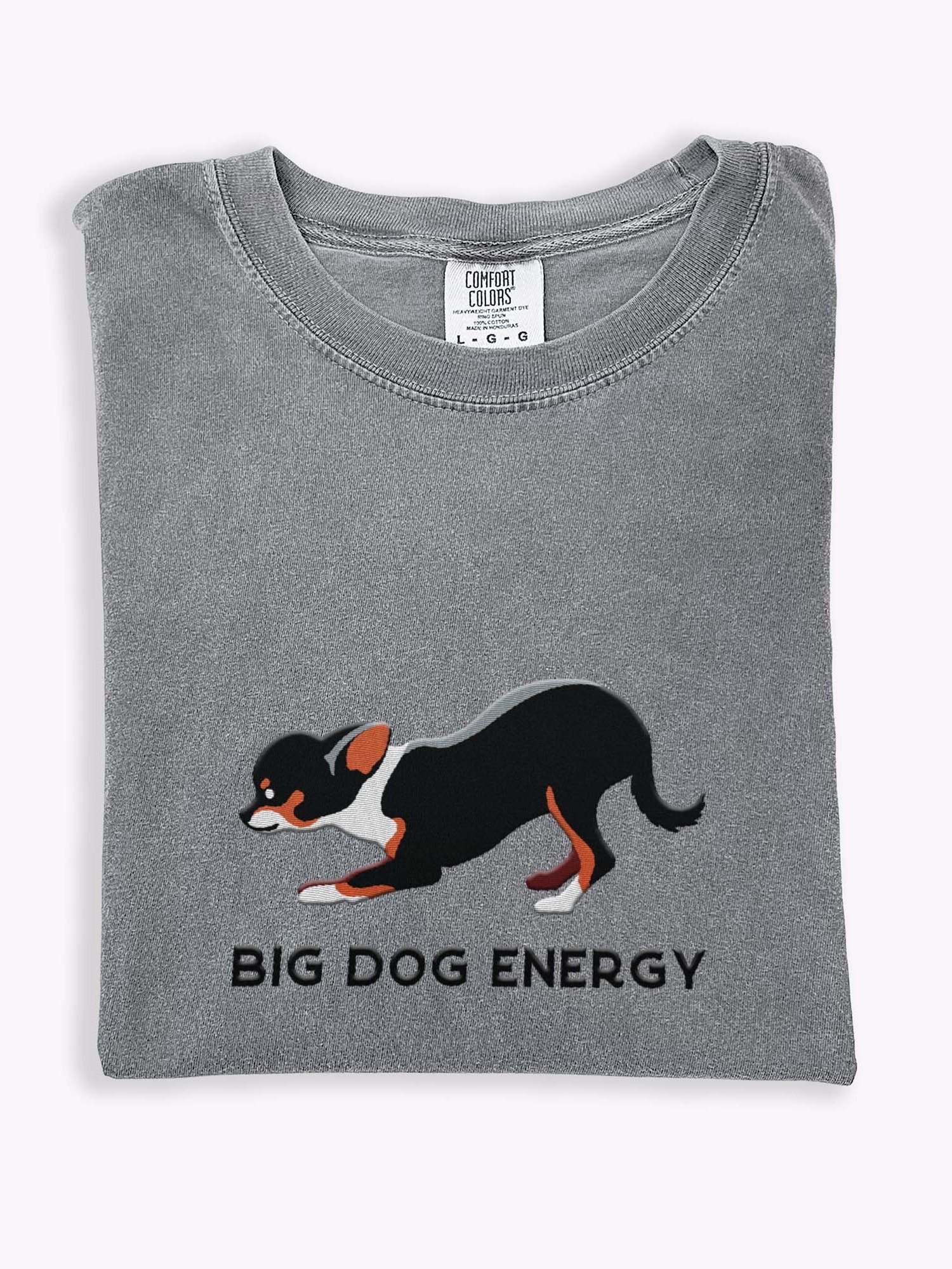Big Dog Energy T-Shirt(Embroidered) of a Chihuahua(Tricolor) product image (1)