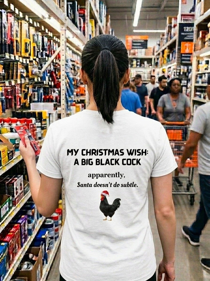 Funny Christmas Rooster T-Shirt | Big Black Cock Santa Joke Shirt | product image (1)