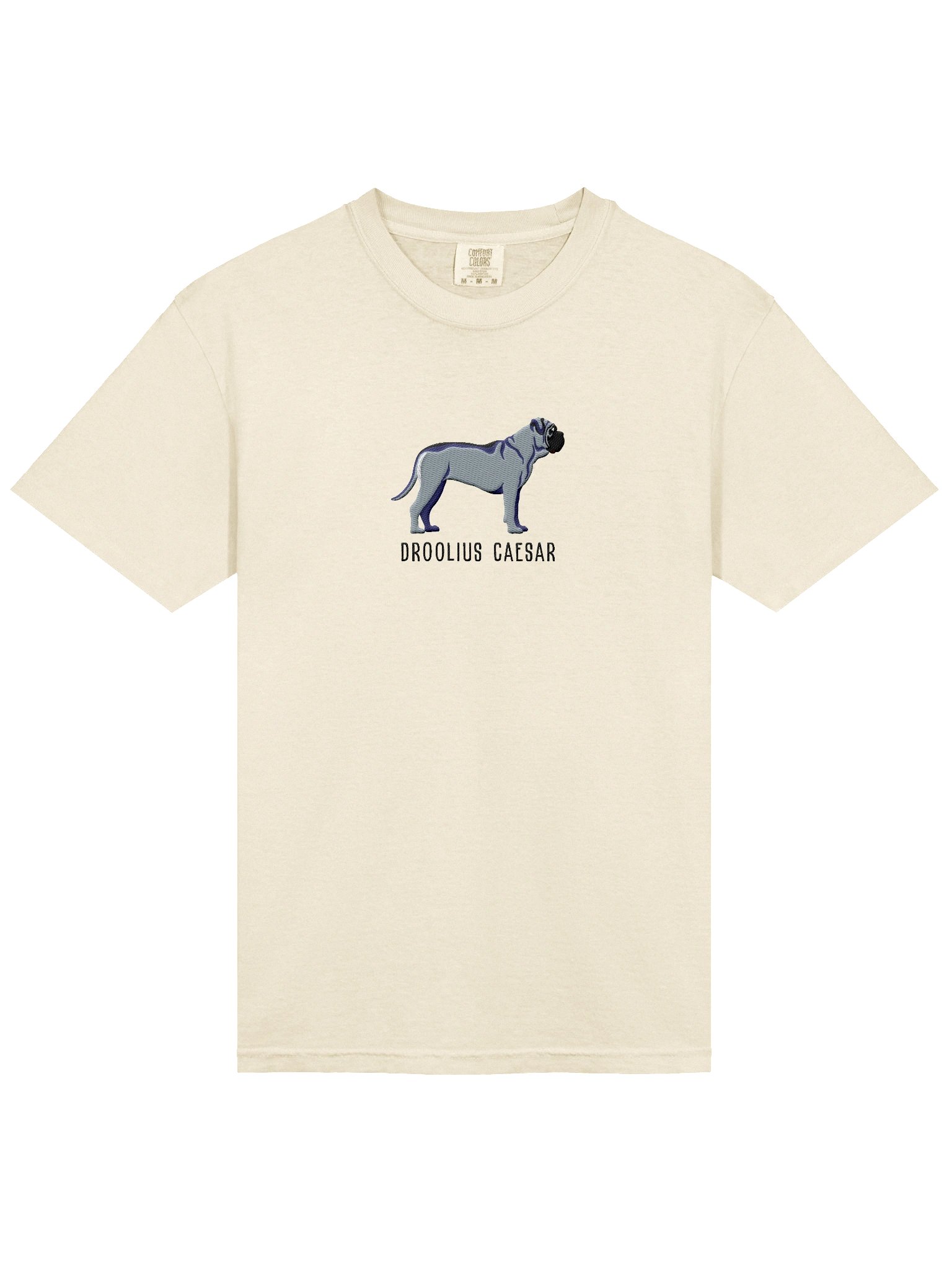 Droolius Caesar T-Shirt(Embroidered) of an English Mastiff(Blue) product image (6)