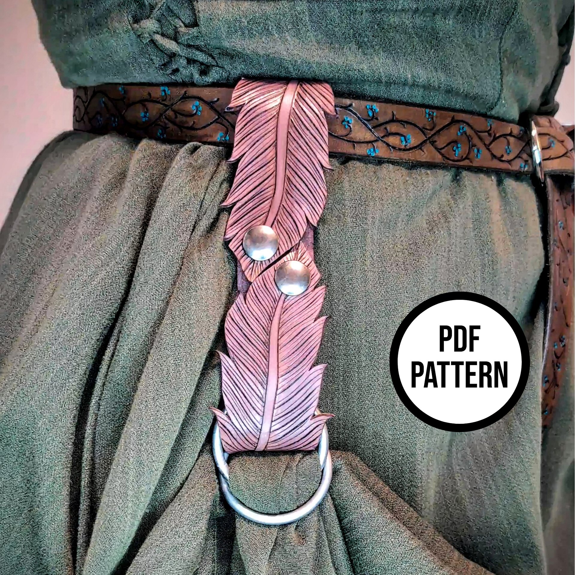 Leather Feather Belt Loop - PDF Pattern for Leathercraft product image (4)