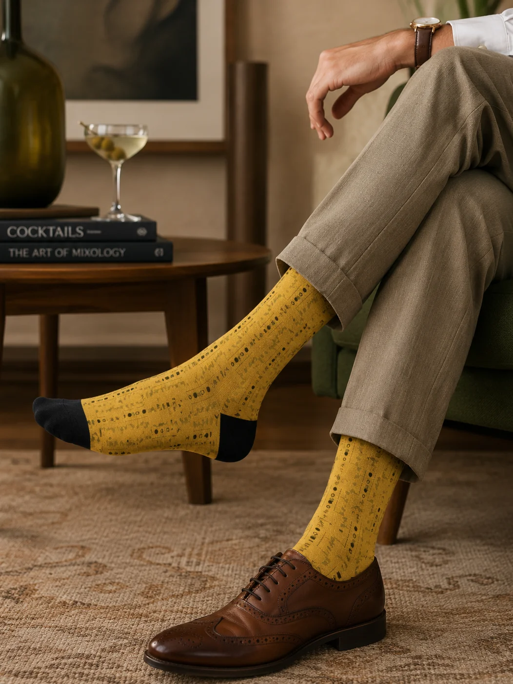 Olive Geometry Premium Sustainable Crew Socks product image (1)