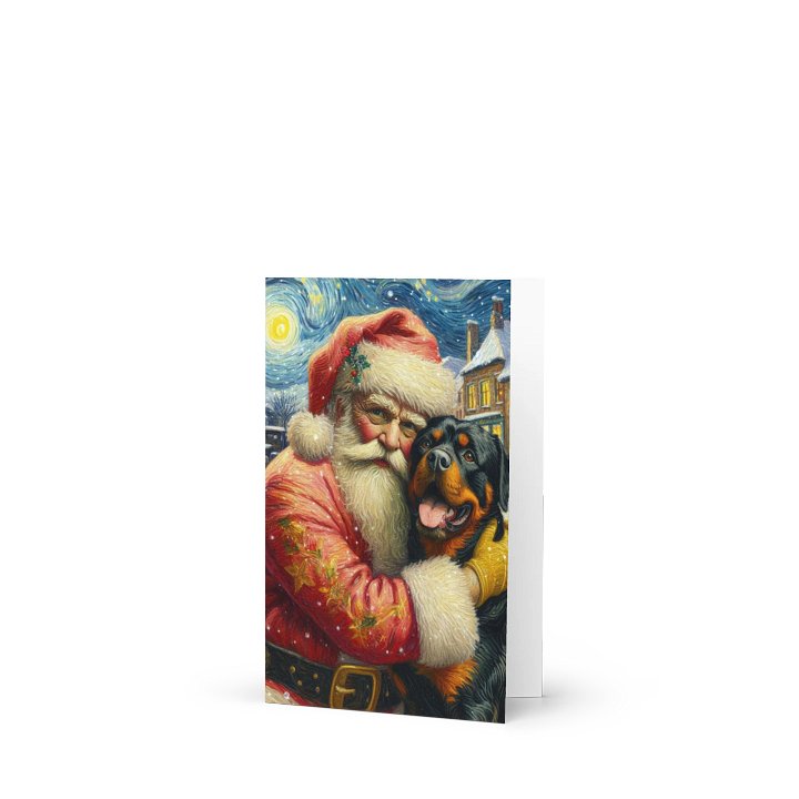 Rottweiler Santa's Festive Hug Greeting Card product image (1)