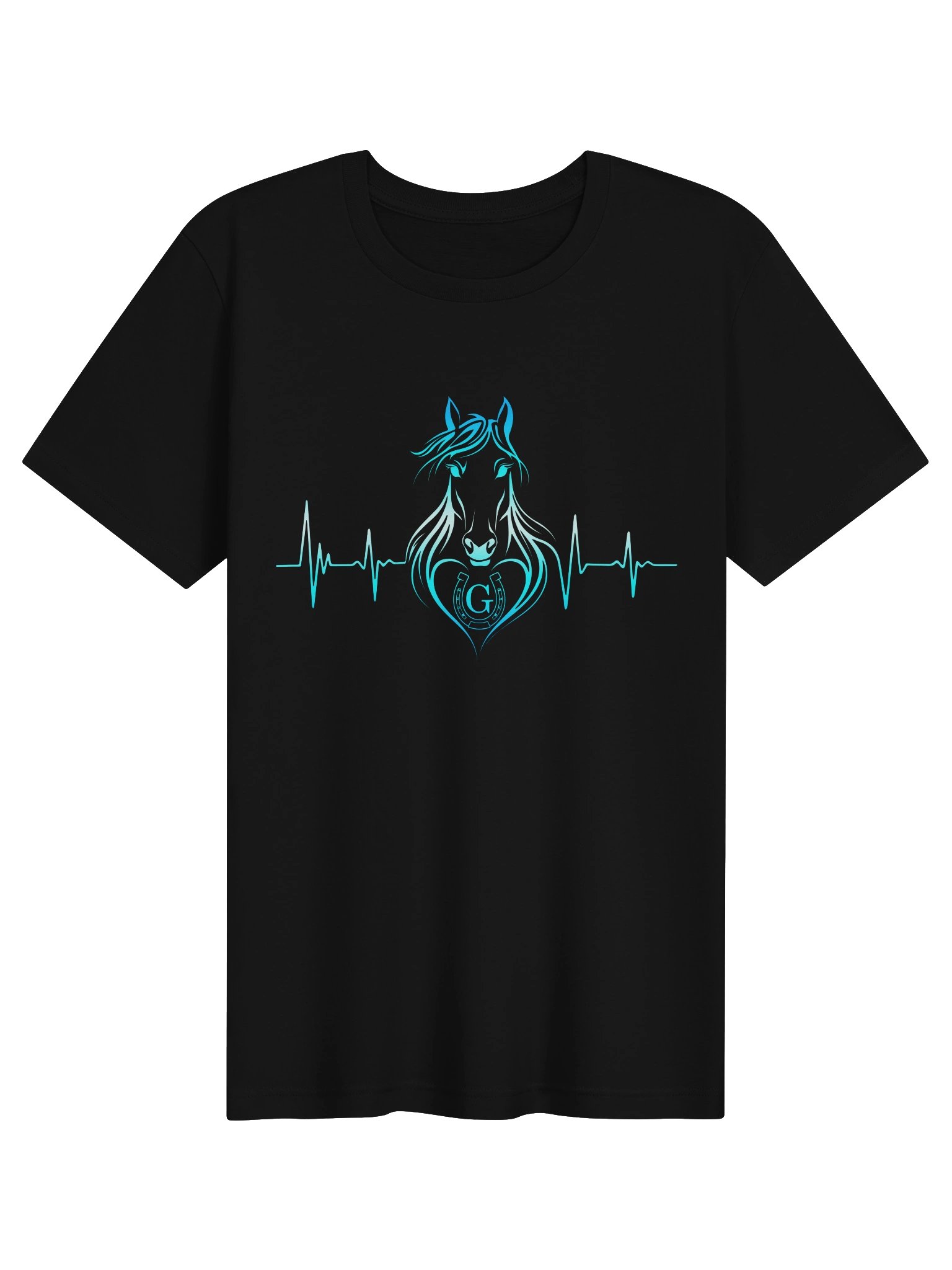 Personalized Horse Heartbeat T-Shirt with Letter G | Unisex Equestrian Gift product image (2)