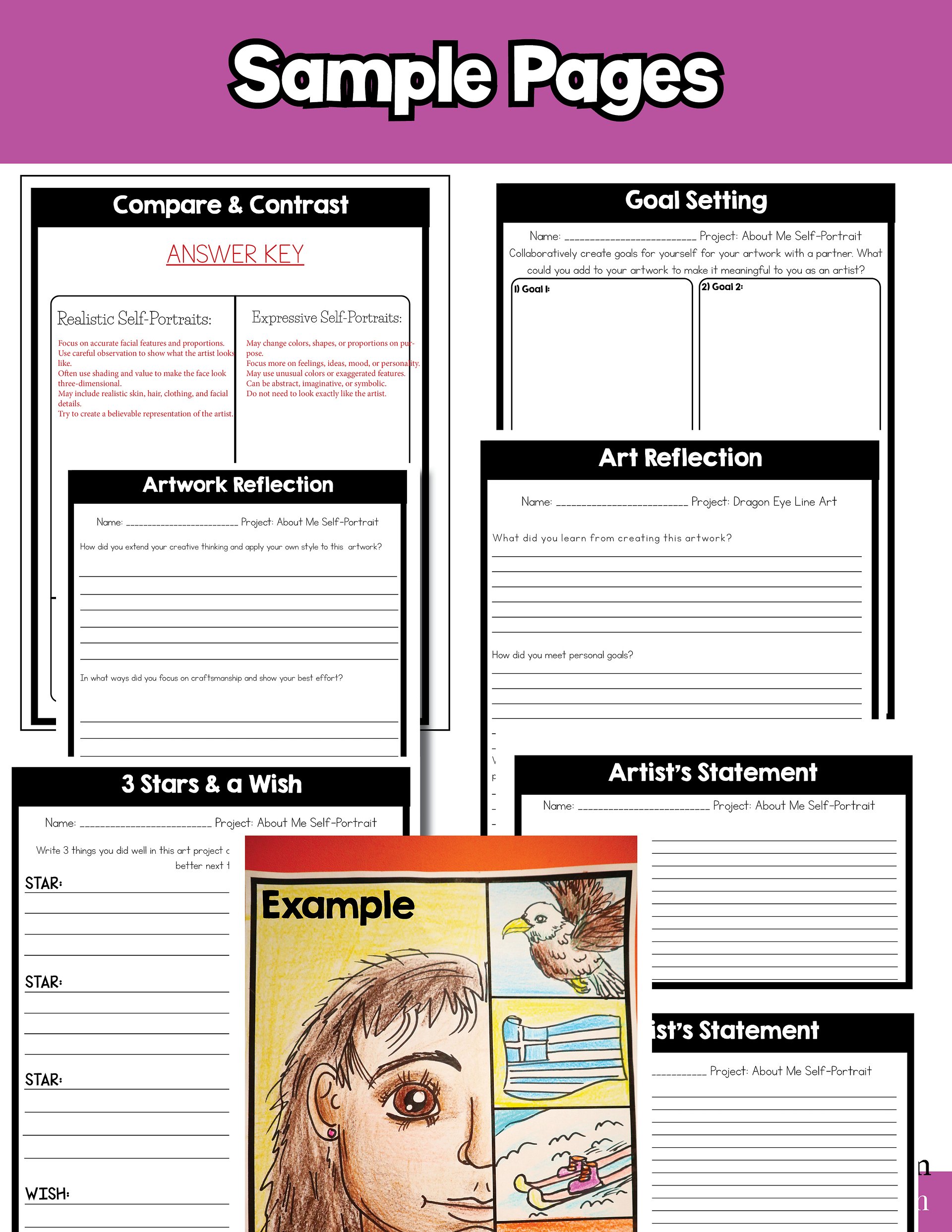 5th Grade Art About Me Grade 5 Self Portrait Identity Back to School Art Lesson product image (11)