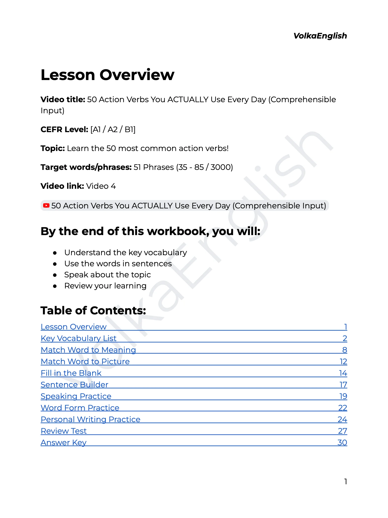 50 Action Verbs You ACTUALLY Use Every Day (Comprehensible Input) - Video 4 Study Pack product image (2)