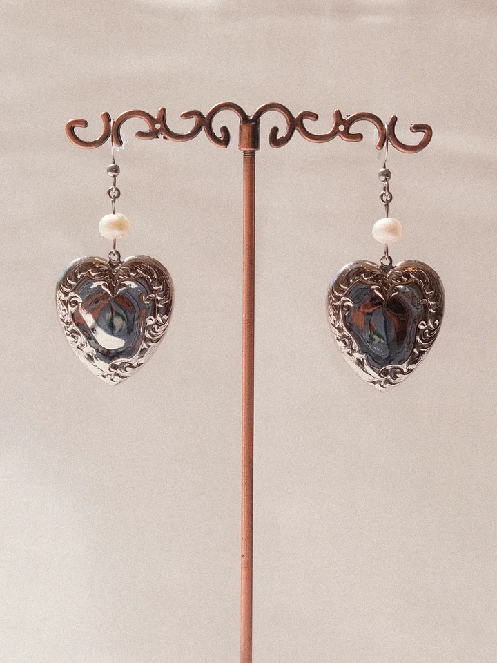 Nickel hearts - Pearl earrings ♡ product image (1)