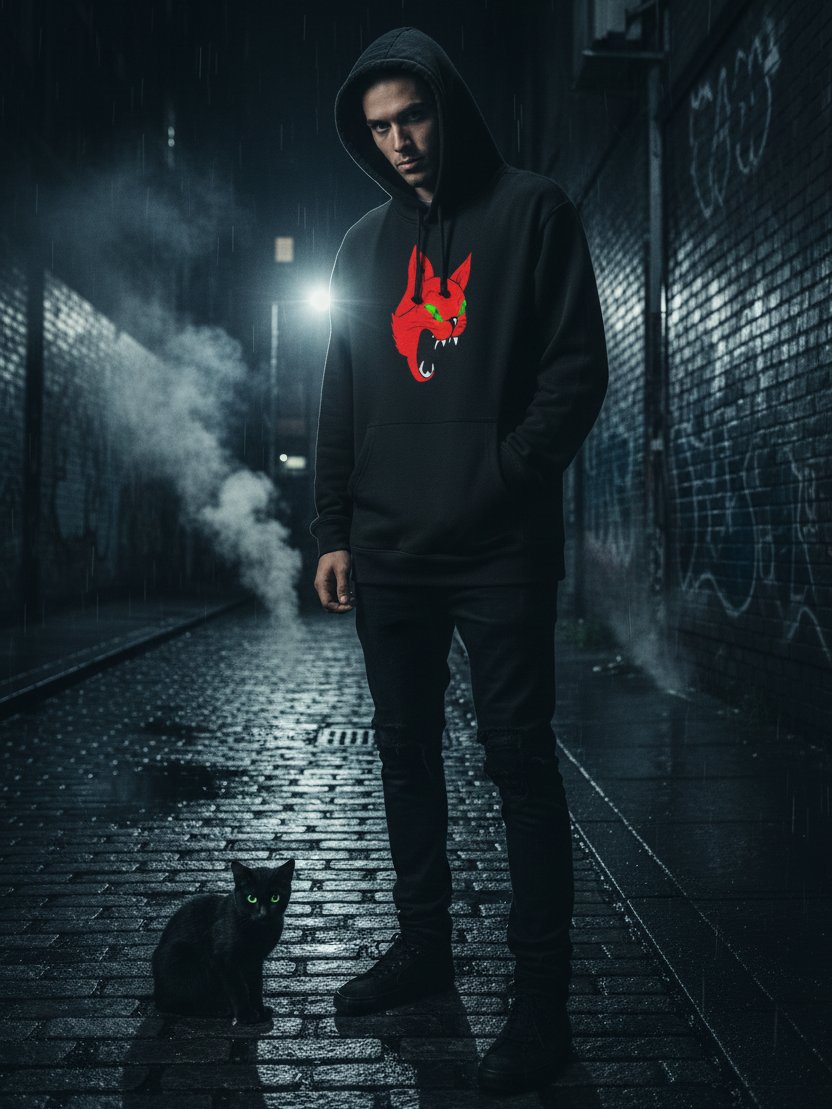 Devilish Cat Logo Hoodie Black product image (2)