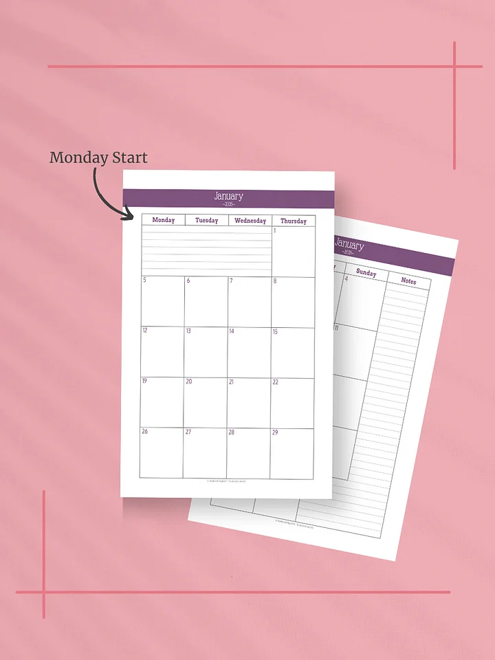 Understated Rainbow 2026 Calendar - 2 Pages per Month, Monday Start, Half Letter Size product image (2)