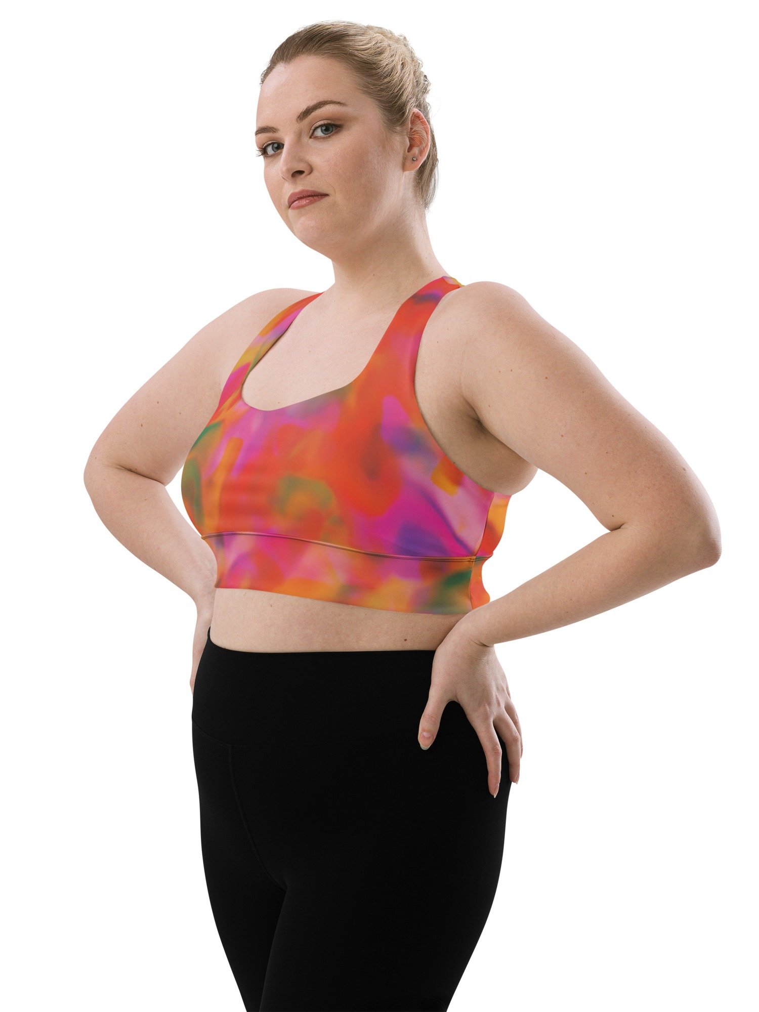 Printed High Impact Bra "Trendy Vibrant Pink Orange Tie Dye" product image (6)