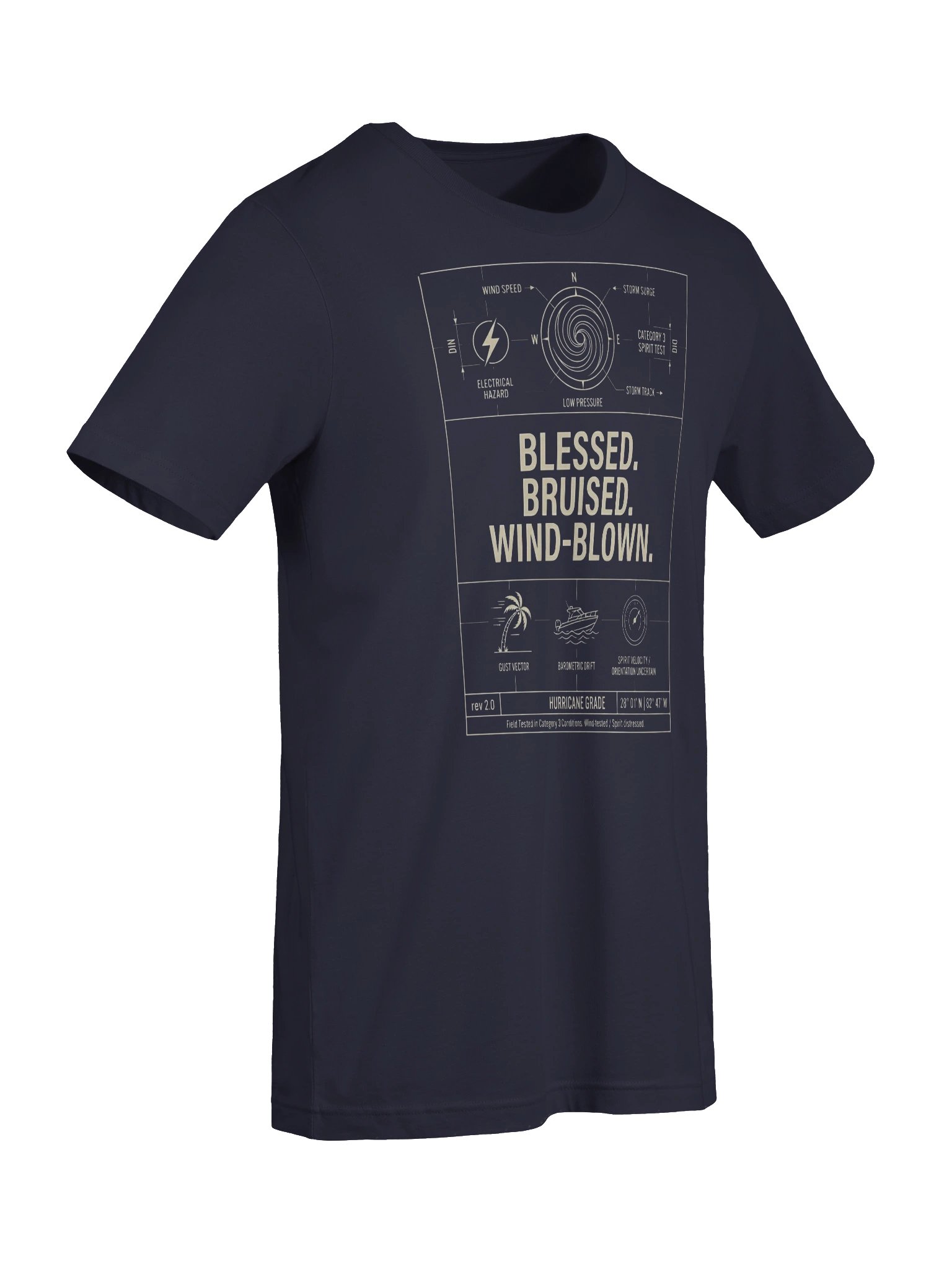 Blessed Bruised Wind-Blown Florida Hurricane Blueprint Tee product image (7)