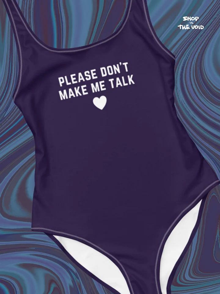PLEASE DON'T MAKE ME TALK <3 (navy and white) one piece swimsuit product image (1)